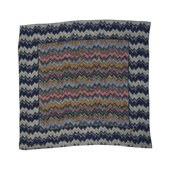 MISSONI Multicolored Zigzag Silk Scarf ITALY 36"/ 33.5” EC